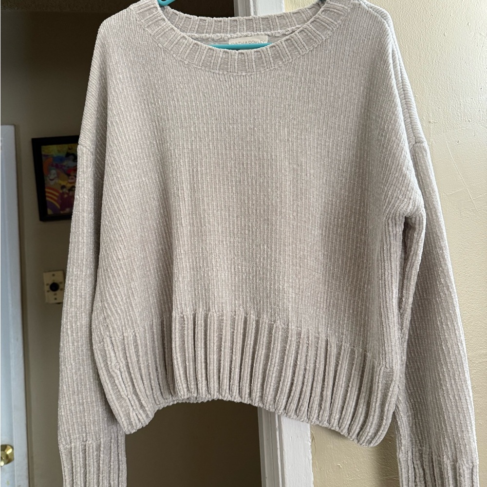 Cynthia Rowley Ribbed Knit Sweater - Light Gray